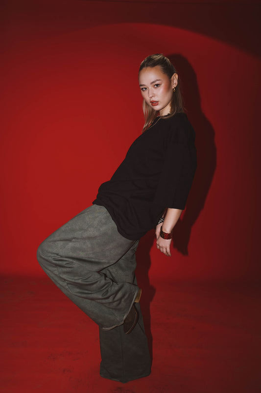 Olive washed effect sweatpants